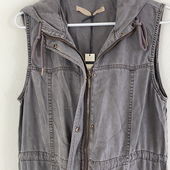 NWT Max Jeans Sleeveless Hooded Grey Utility Vest - Picture 5 of 10